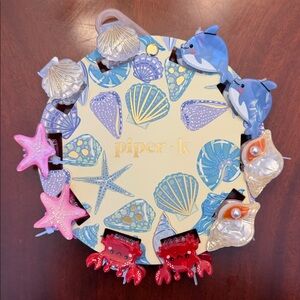 Piper K Coastal Hooks Set in Blue, Pink, Red and Cream